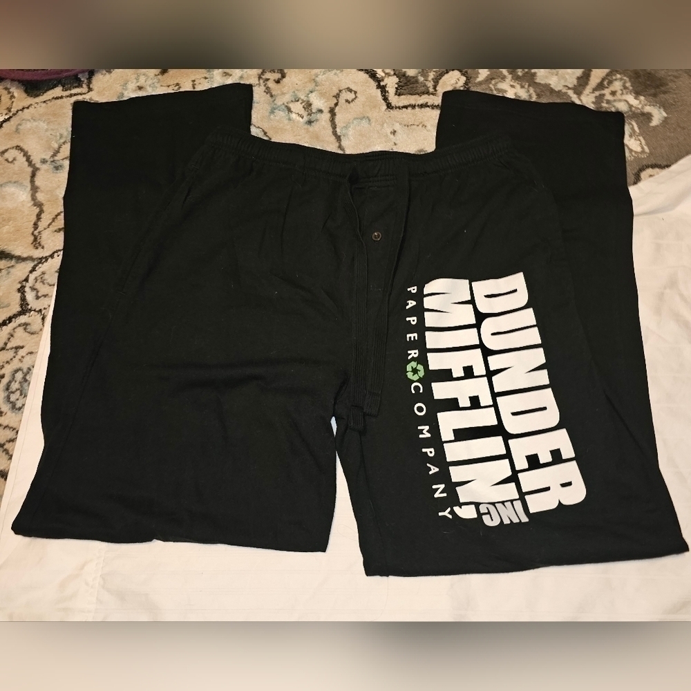 The Office. Men's Dunder Mifflin  Black Drawstring Pajama Bottoms. Size M. M